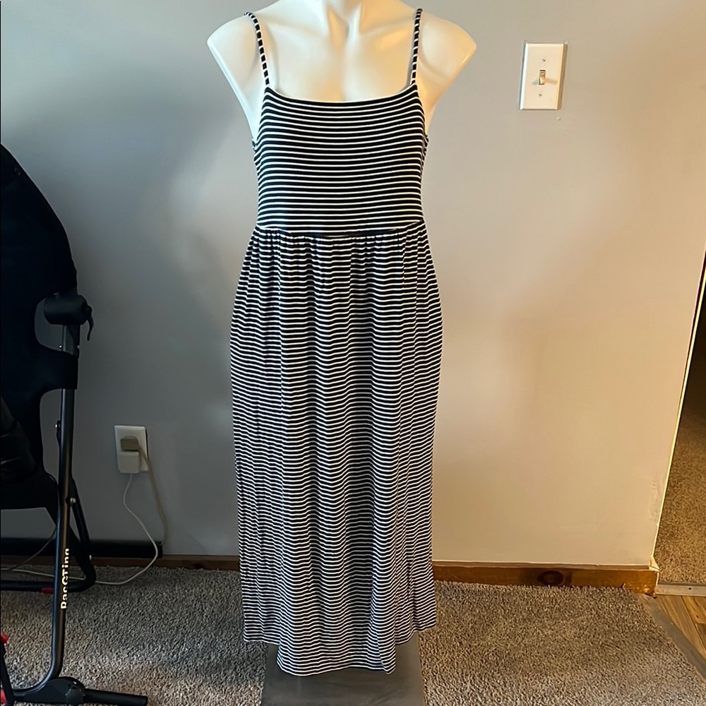 Old Navy Blue and White Striped Maxi Dress